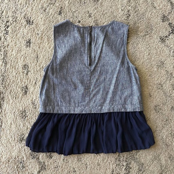 BCBG Layered Chambray Ruffle Hem Tank Top M - Picture 2 of 7